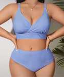 Nowy niebieski strój kąpielowy bikini w paski regulowany  XXXL 46. 3XL