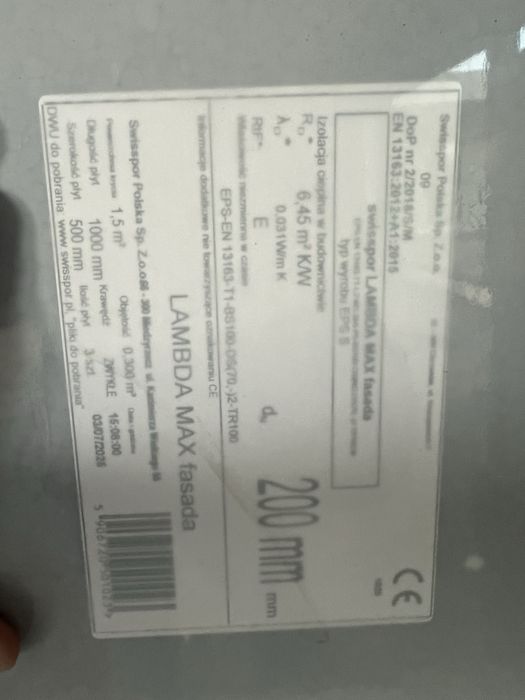 Materialy elewacyjne styropian swisspor grafit 20 tynk Caparol bialy