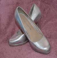 Tamaris buty na obcasie srebrne 36