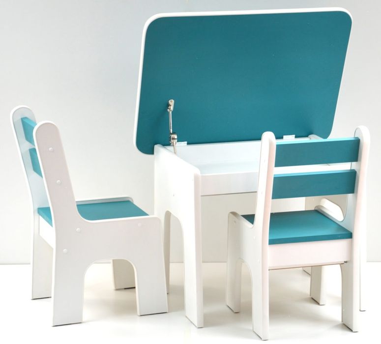 Otwierany stolik ze skrytką i dwa krzesełka K2 ocean produkt PL
