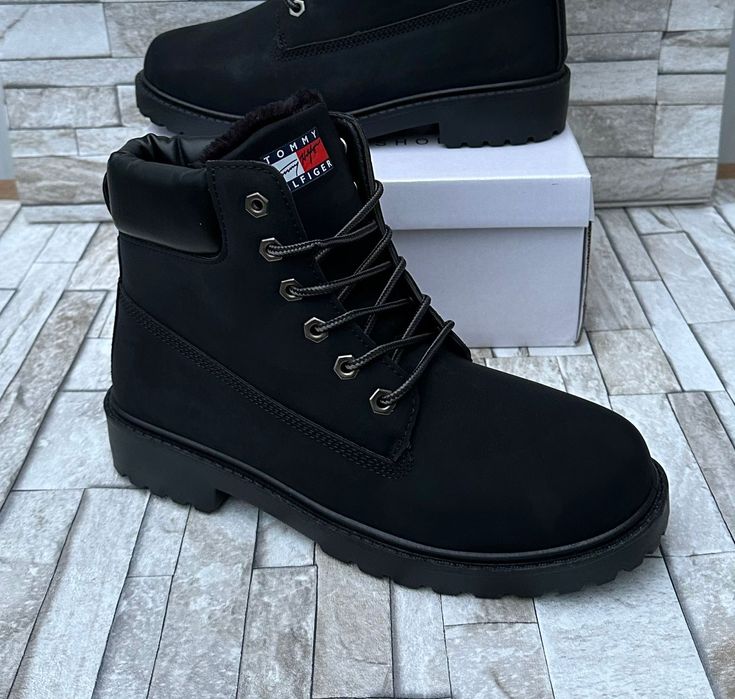 Trapery TOMMY HILFIGER buty zimowe meskie nowe czarne skorzane HIT