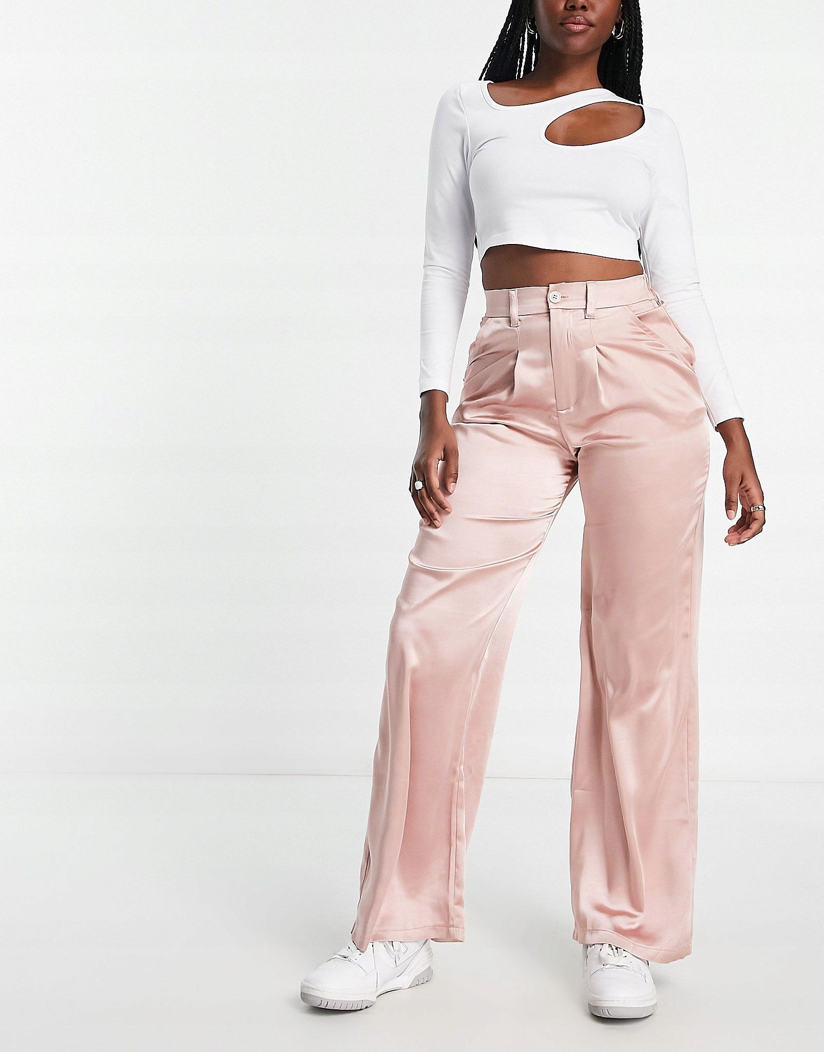 Asos Design 34 Xs Różowe Satynowe Spodnie J19380