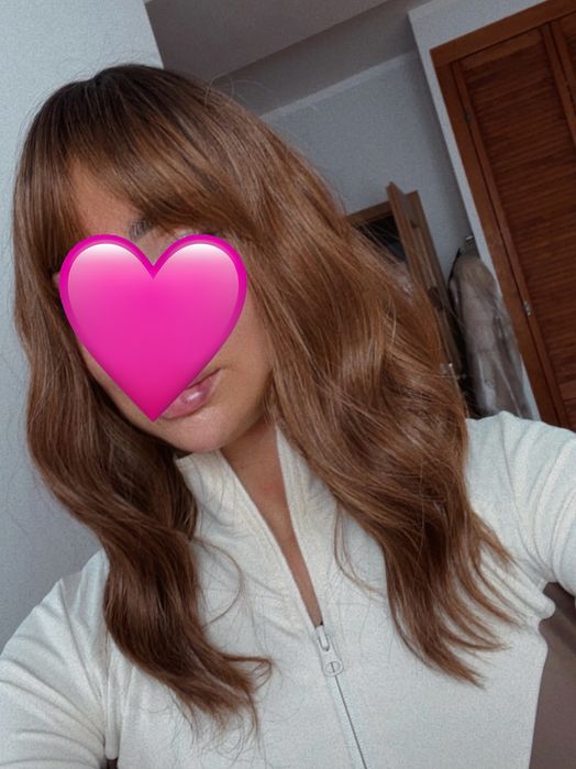 Rude włosy fale loki  grzywka peruka dla kobiet gęsta ciepły odcień