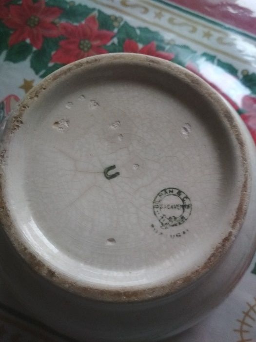 Grande malga/tigela antiga de louça de Sacavém