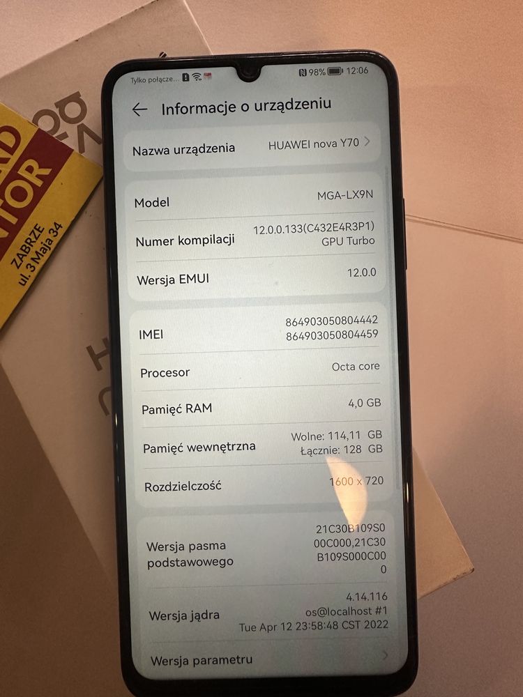 (4388/23) Huawei Nova Y70 ! 4/128GB ! Jak NOWY !!