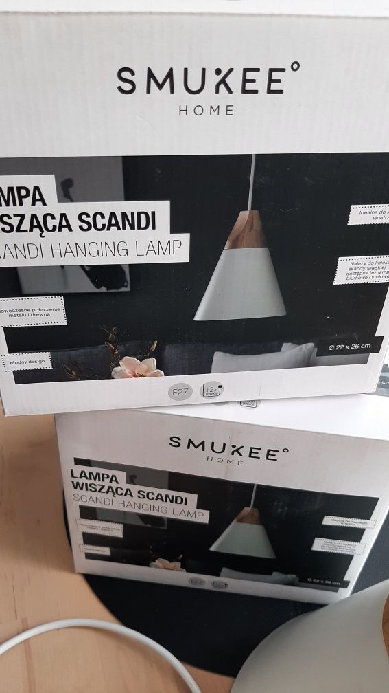 Nowe 2 lampy wisząca Scandi Home Smukee, skandynawskie, biała drewno