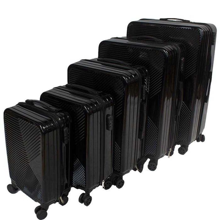Walizki podróżne twarde na kółkach CZARNE KOMPLET 5szt. H23087B