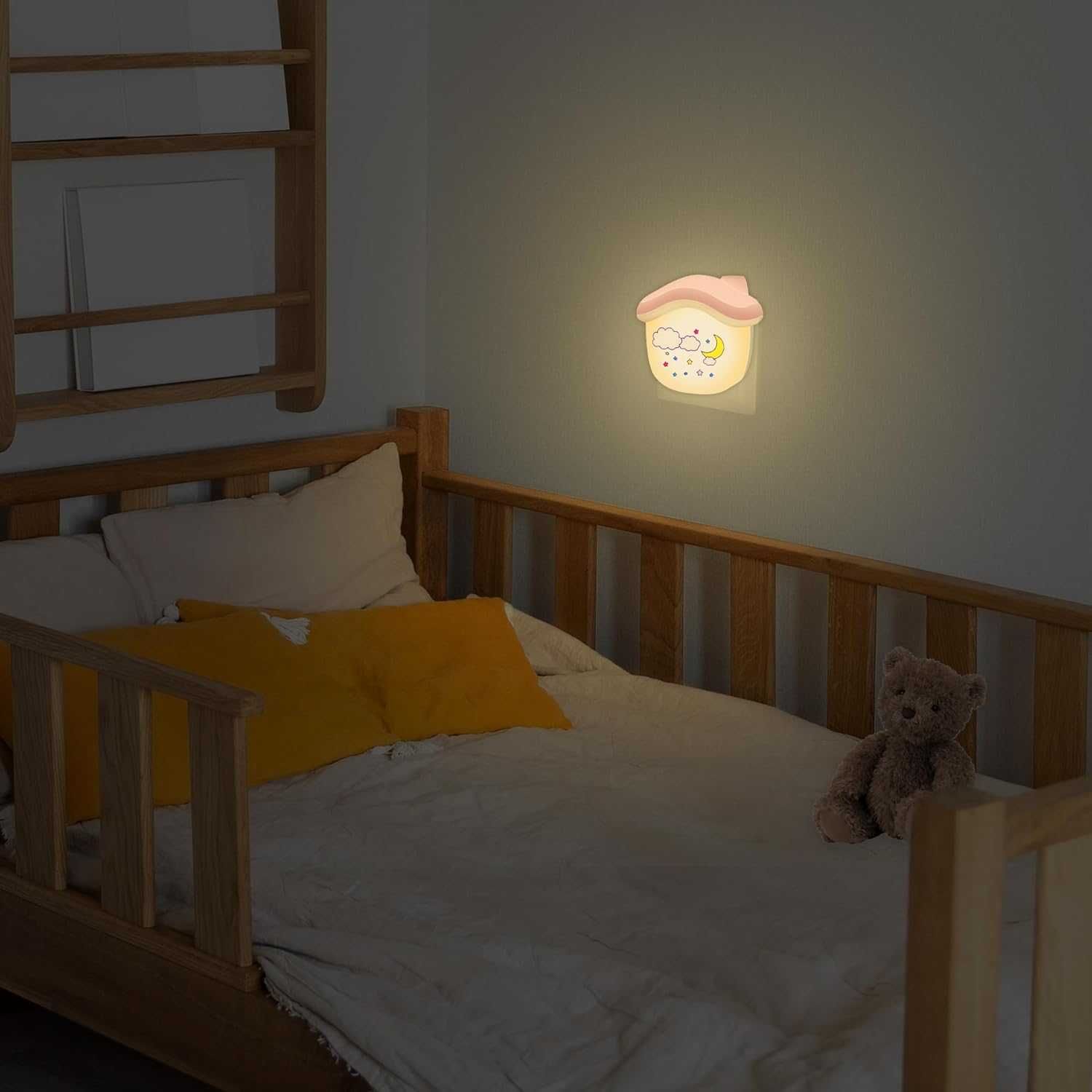 Lampka nocna do snu dla dzieci Delikatne światło czujnik zmierzchu