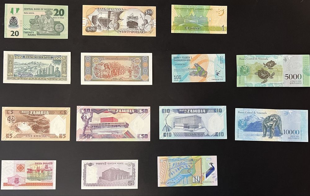 Банкноти купюри світу від 25 до 50 грн