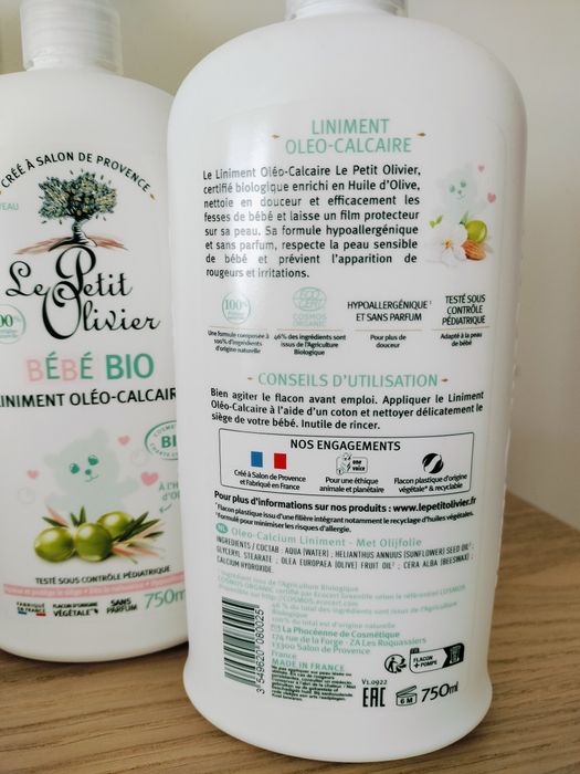 2 linimentos Le Petit Olivier 750ml + 200 compressas