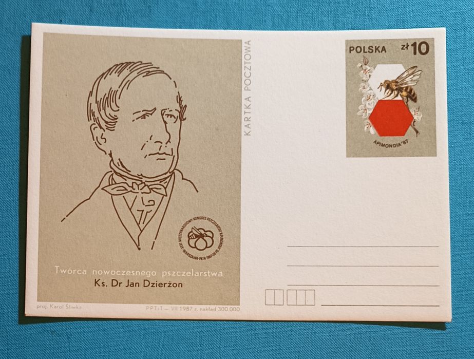 Karta pocztowa - pszczelarz ks. dr. Jan Dzierżoń