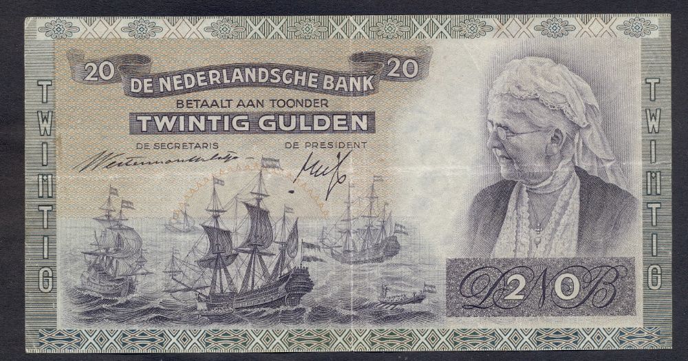 Banknot Holandia 20 Gulden z 1941 r UNIKAT!