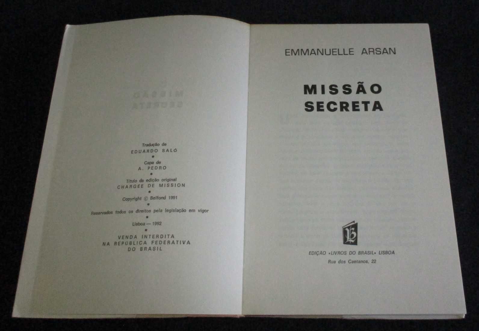 Livro Missão Secreta Emmanuelle Arsan
