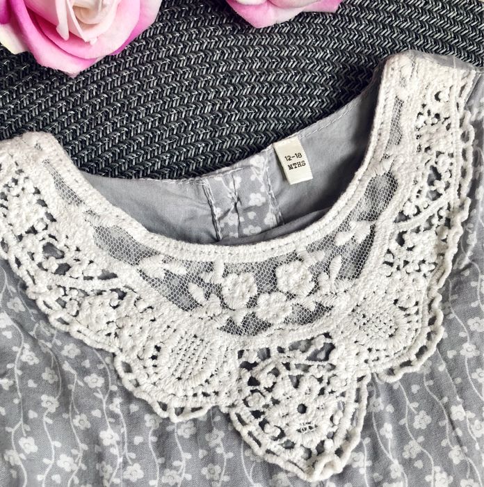 Nowa, bawełniana sukienka dla dziewczynki szara r. 86