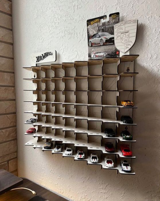 Полиця для машинок хотвілс 72, 45 комірок гараж паркінг hotwheels