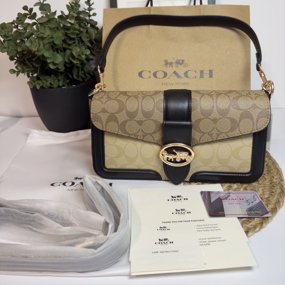 Coach Tabby Beige/Brown Shoulder Bag In Signature Canvas