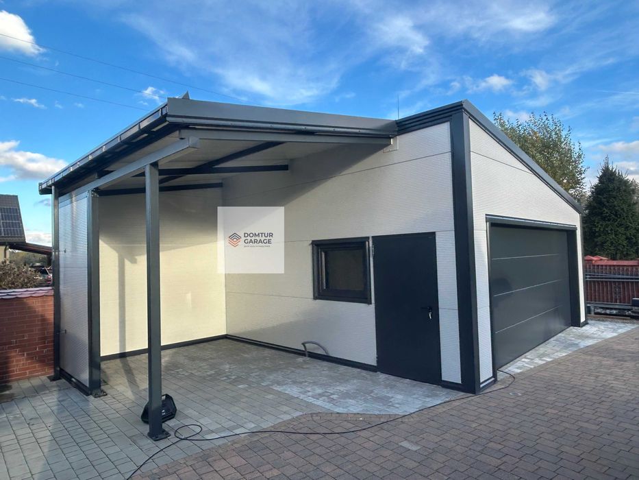 Garaż ocieplany z płyt warstwowych domek carport