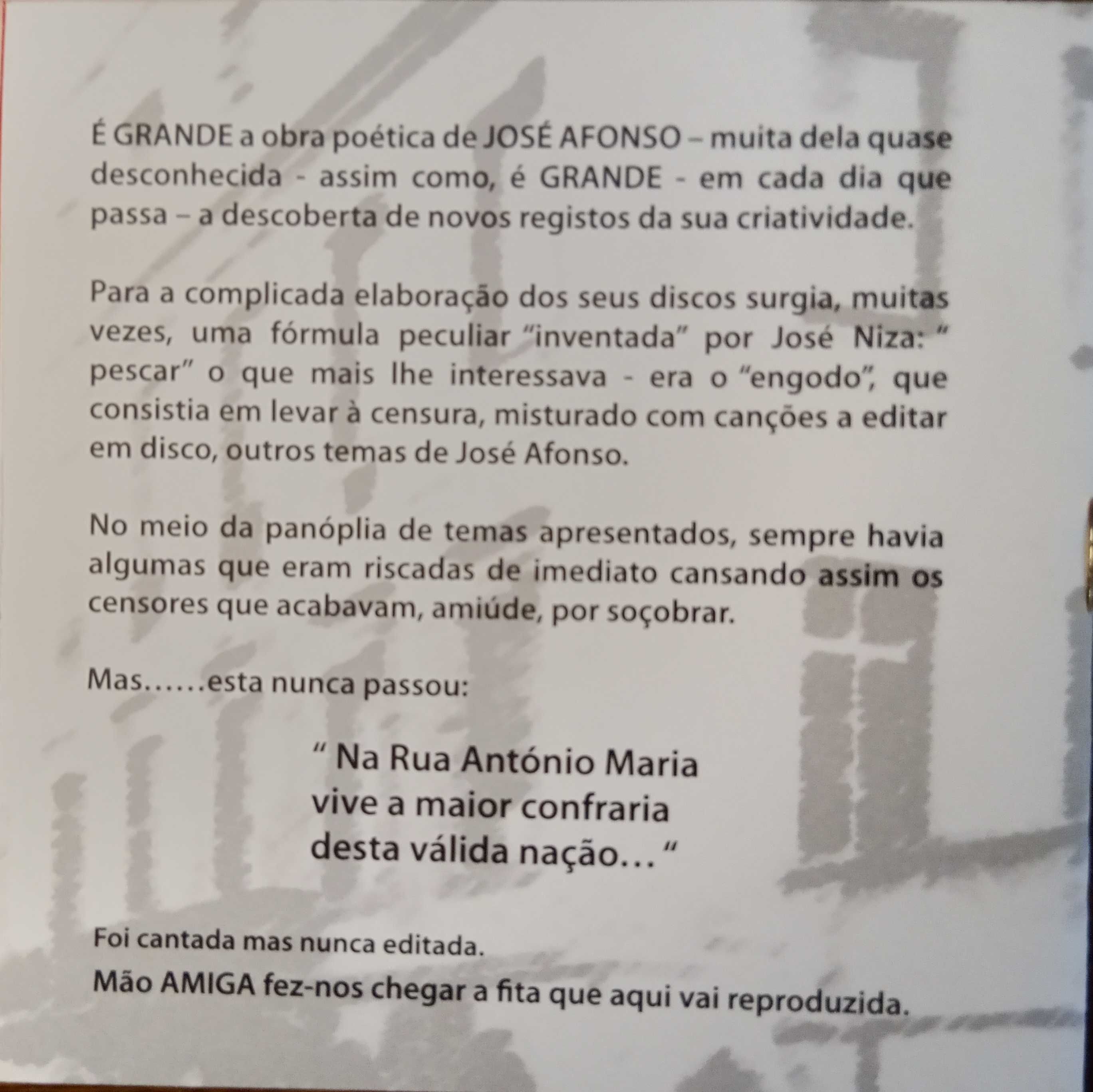 José Afonso	- - - - -		Na Rua António Maria	- - - - -	CD
