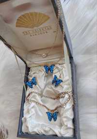 Nowy Zestaw Biżuterii w Formie Motyle DamskiNiebieski
