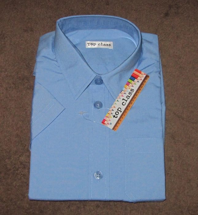 Рубашка для мальчика школьная новая Англия короткий голубая 11 - 12