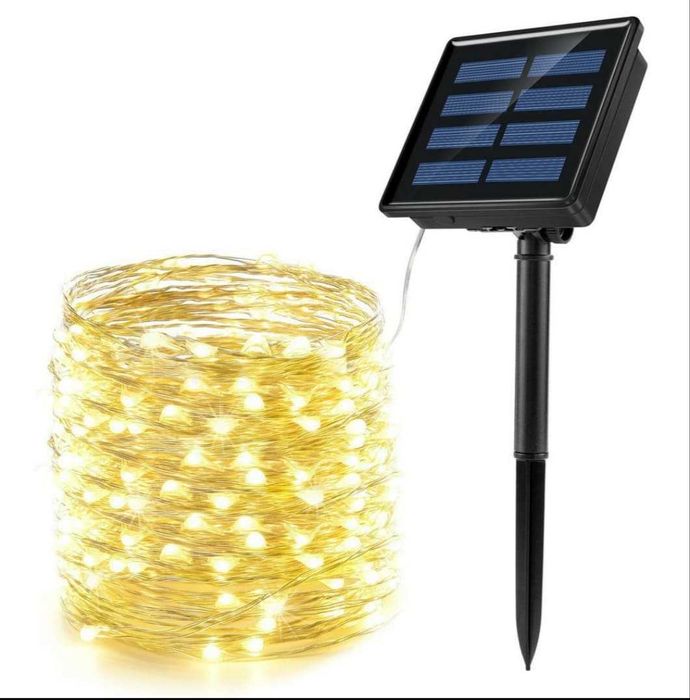 SOLARNE lampki ogrodowe girlanda 22 metry 200 LED zimne białe drucik