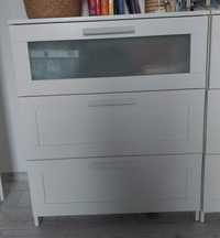 Komoda  IKEA BRIMNES 3 szuflady bdb 
biały/szkło matowe, 78x95x46 cm
