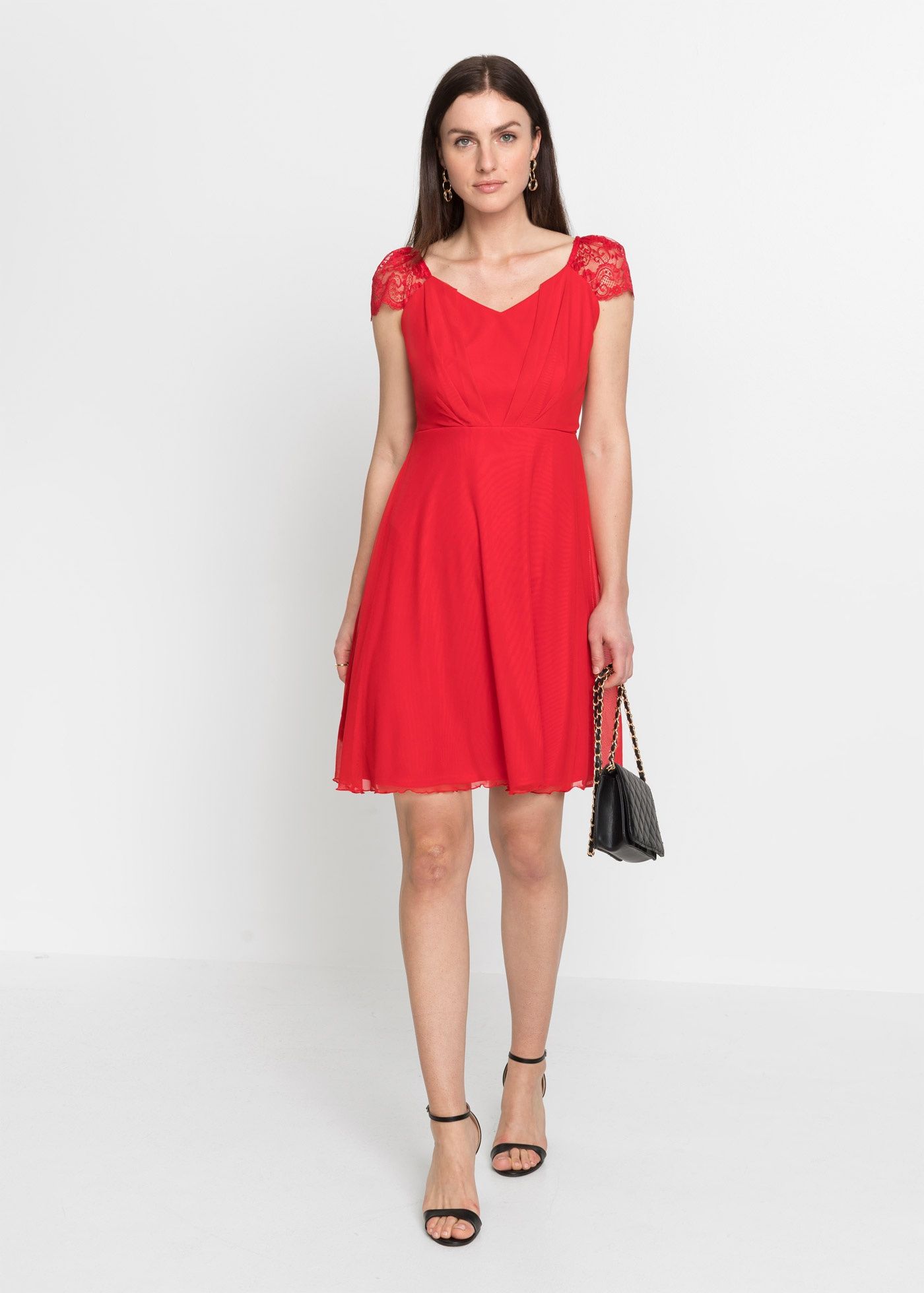 Czerwona sukienka Bonprix z siateczki 36/38.