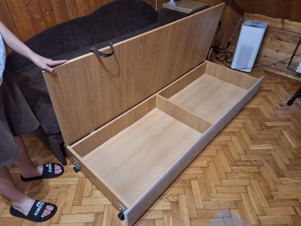 Sofa rozkładana brązowo-beżowa