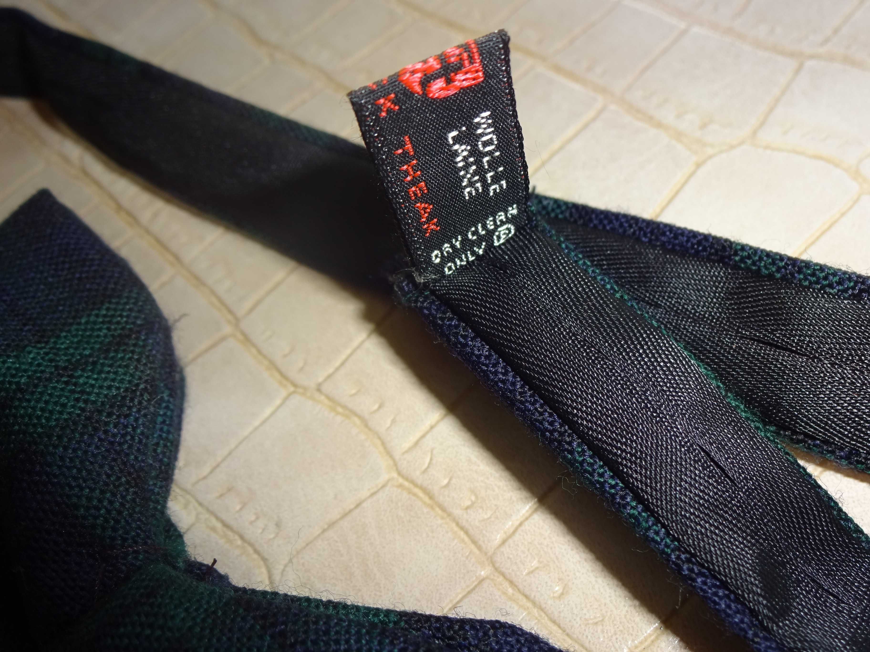 FREDERICK THEAK Pure Wool wełniana zielona  mucha muszka tartan