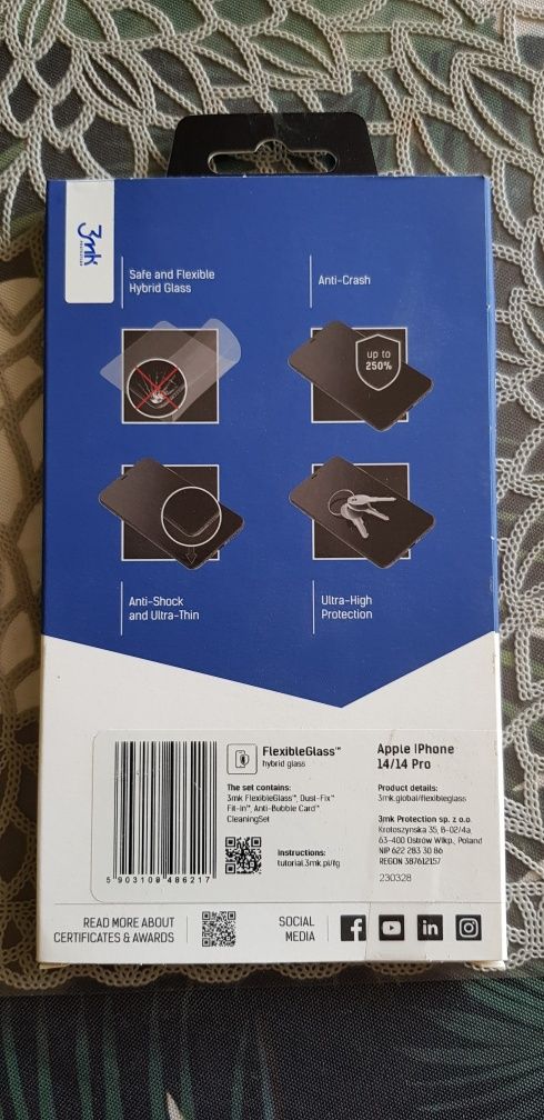 Szkło hybrydowe 3MK Flexible Glass do Iphone 14/14Pro