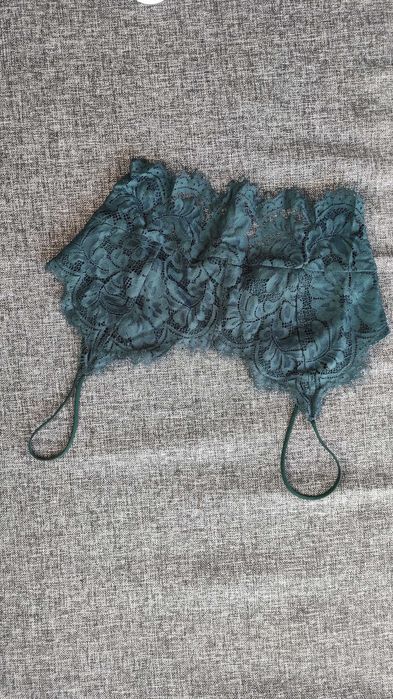 Biustonosz top koronkowy koronka butelkowa zieleń sexy Topshop