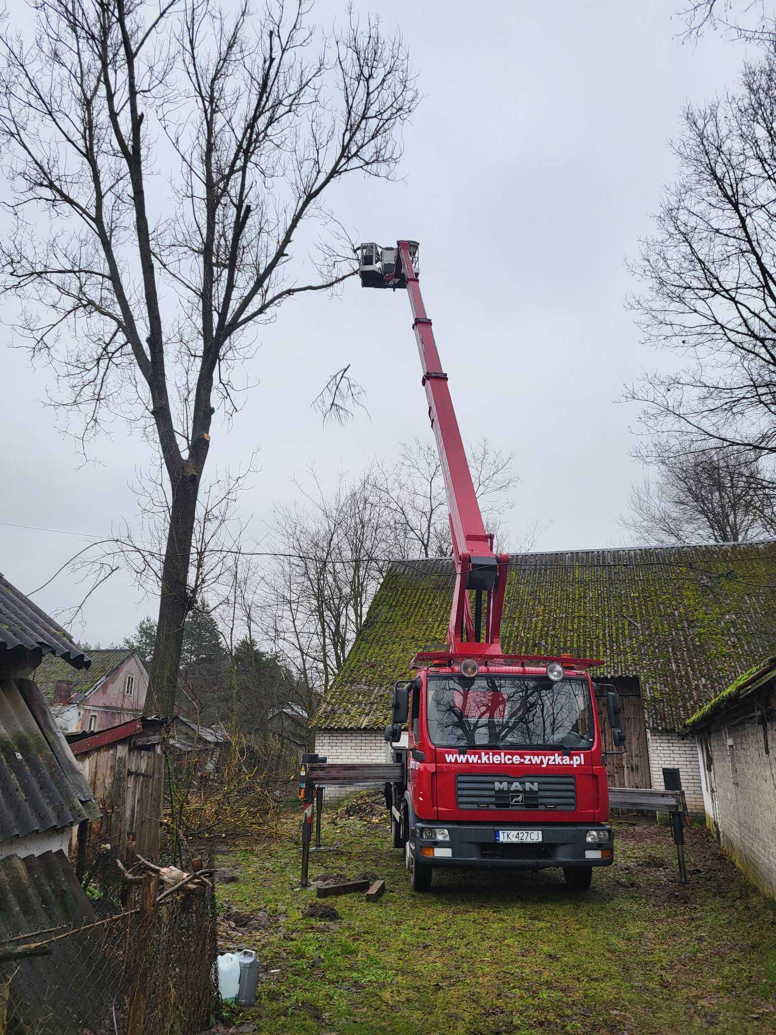 Zwyżka Podnośnik Koszowy Wycinka Drzew Przycinka Gałęzi Podest Banery