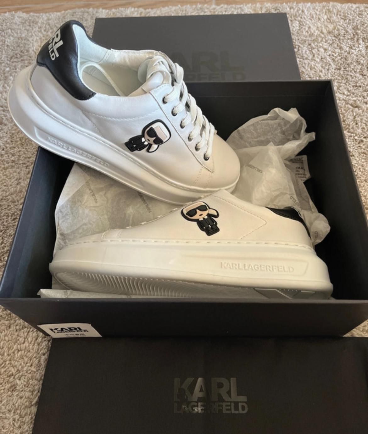 Karl Lagerfeld buty damskie nowe klasyczne białe z czarnym 36,5