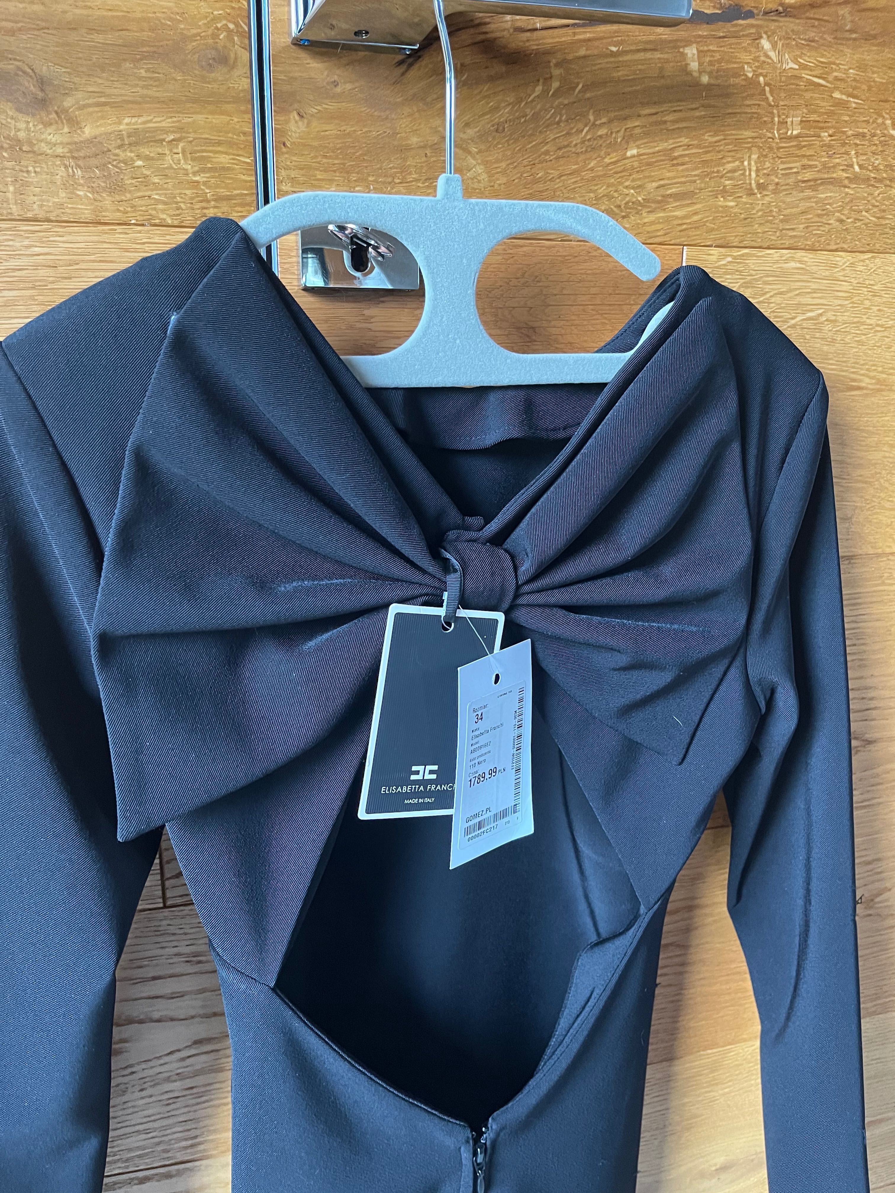 Sukienka Elisabetta Franchi xs 34 czarna z kokardą