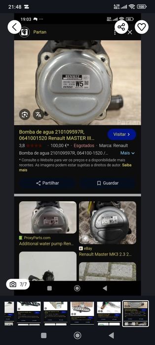 Bomba de água eléctrica Renault Trafic