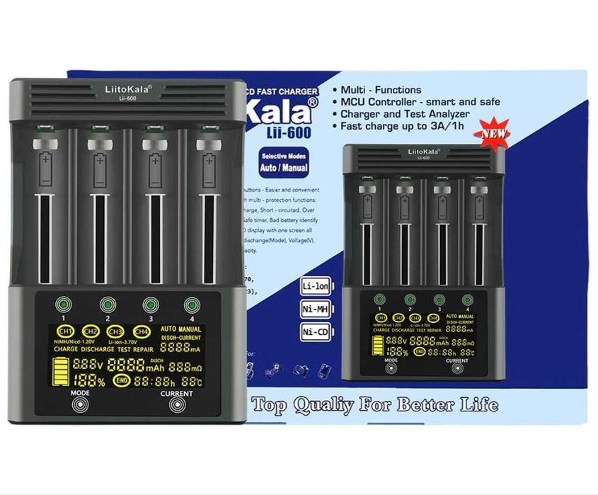 LiitoKala Lii-600 зарядний пристрій для Li-ion, Ni-Mh, Ni-Cd АКБ