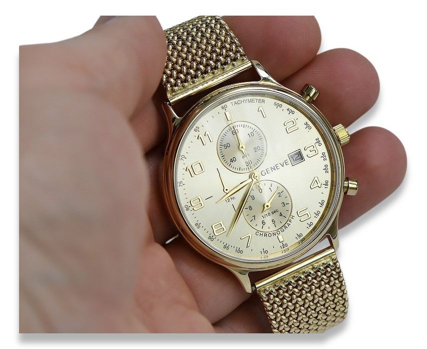 Złoty zegarek 14k 585 z bransoletą męski Geneve mw005y&mbw014y Gdańsk
