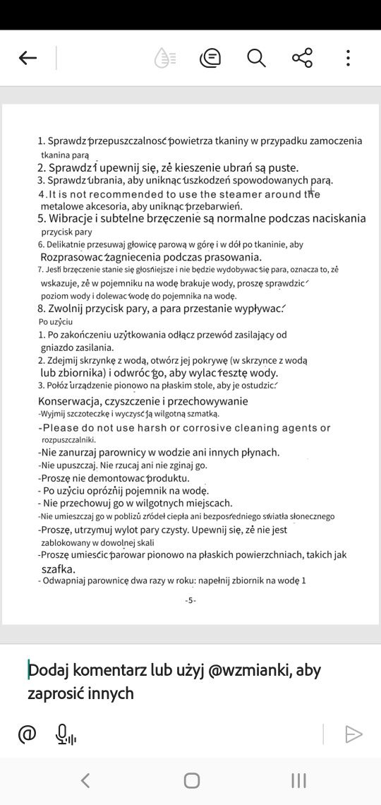 Parownica do ubrań nowa