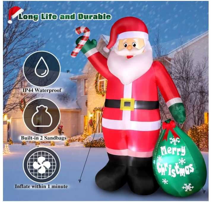Nadmuchiwany Mikołaj XXL z podświetleniem LED 240cm