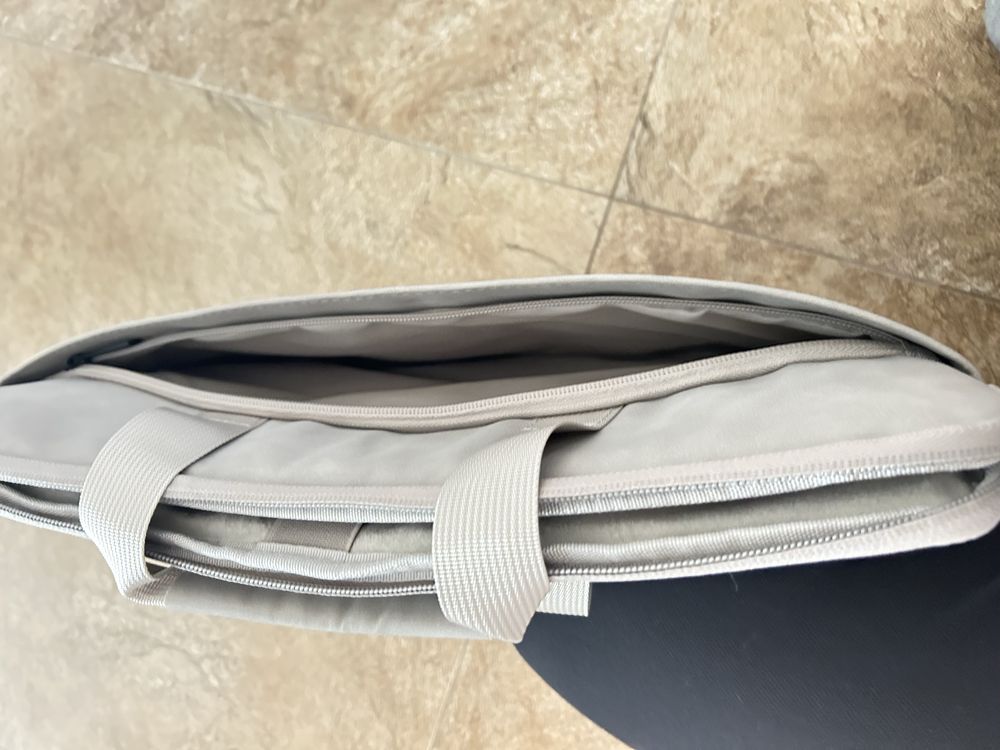 Torba na laptopa z szarej zamszowej skóry ekologicznej nowa