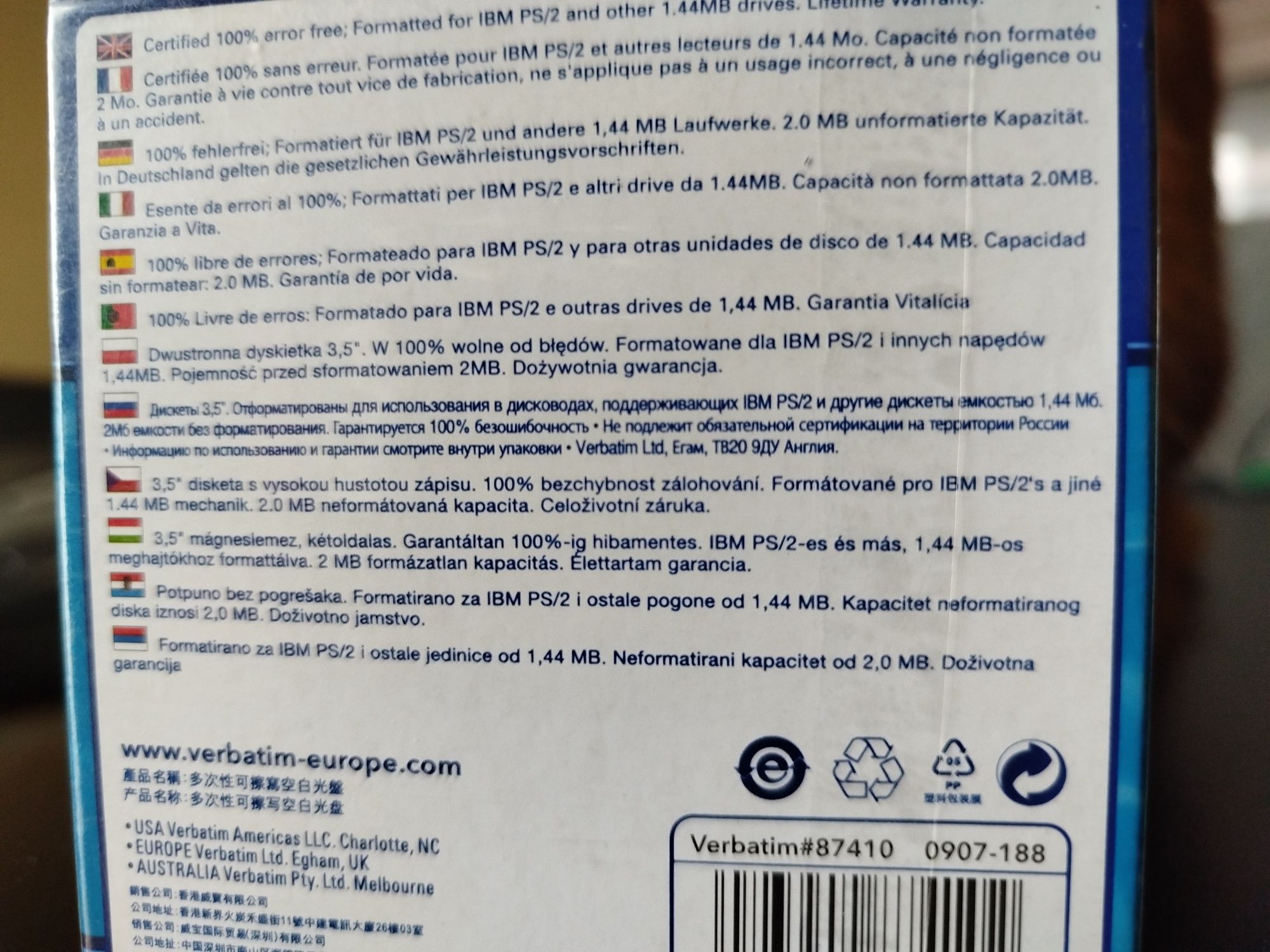 Verbatim MF2HD Hight Density 3.5 Microdisks. 1,44 MB, pack 10 umidades
