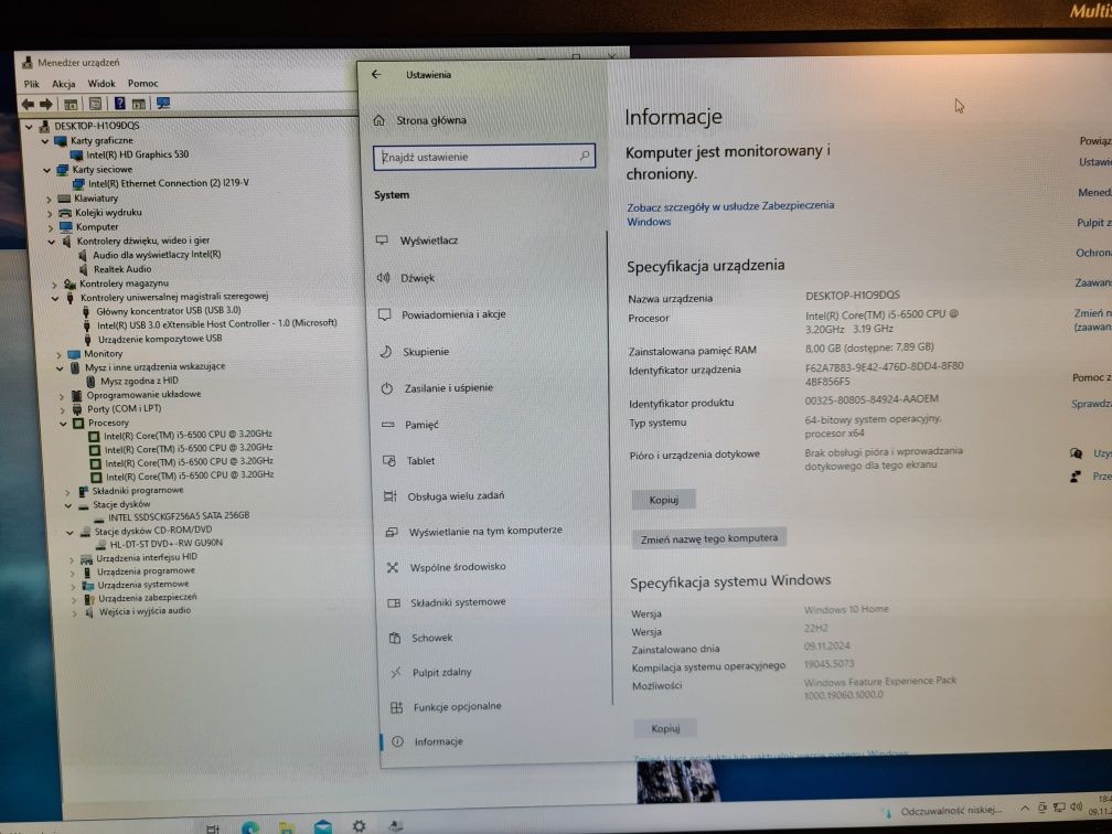 Komputer Dell optiplex 5040 I5 8/16gb 256/512gb SSD nvme WiFi win10/11