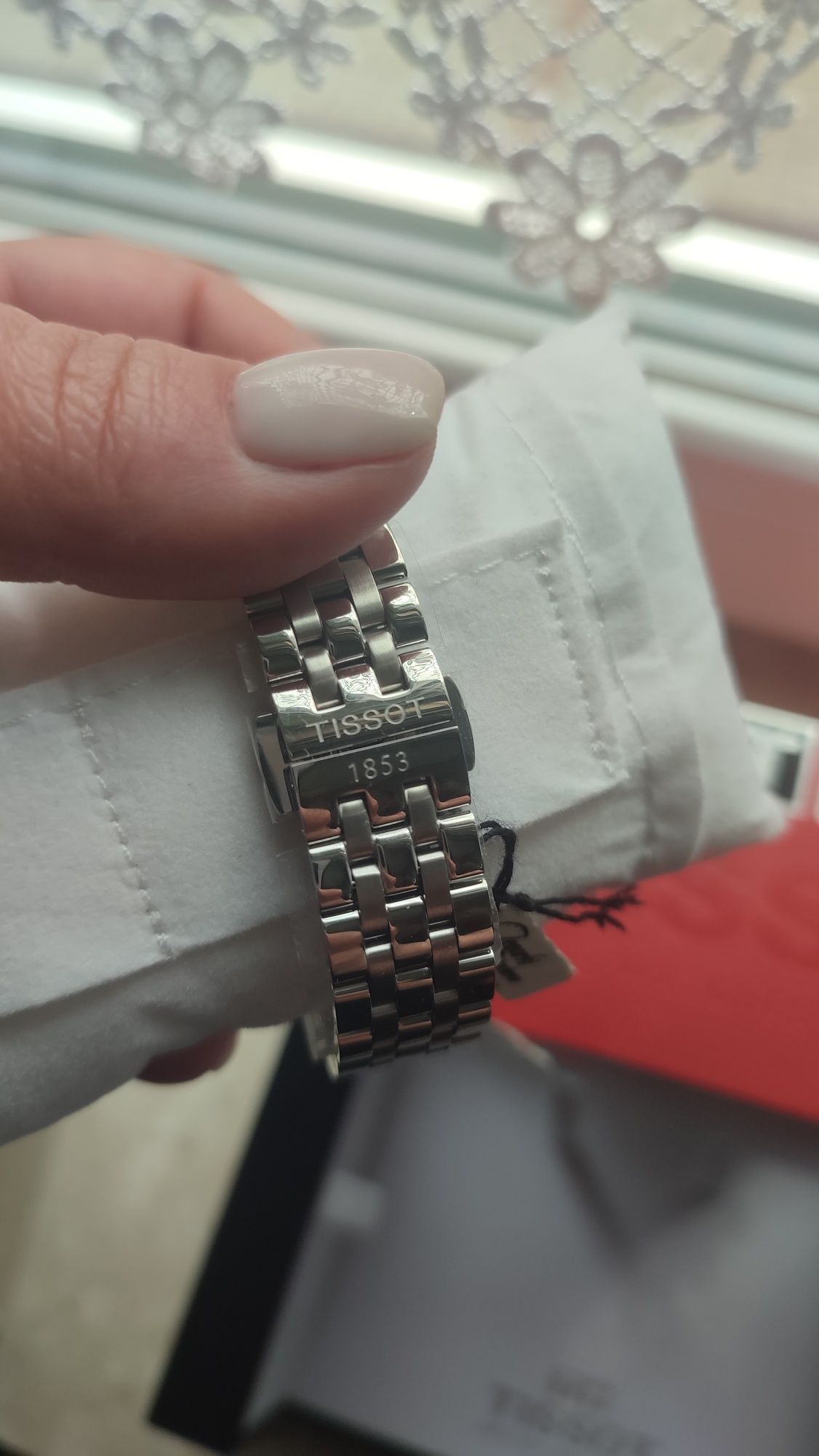 Tissot zegarek Carson Premium Lady różowy kwarcowy bransoleta srebrny