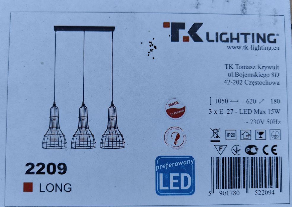 Lampa wisząca, sufitowa Long 2209 3xE27