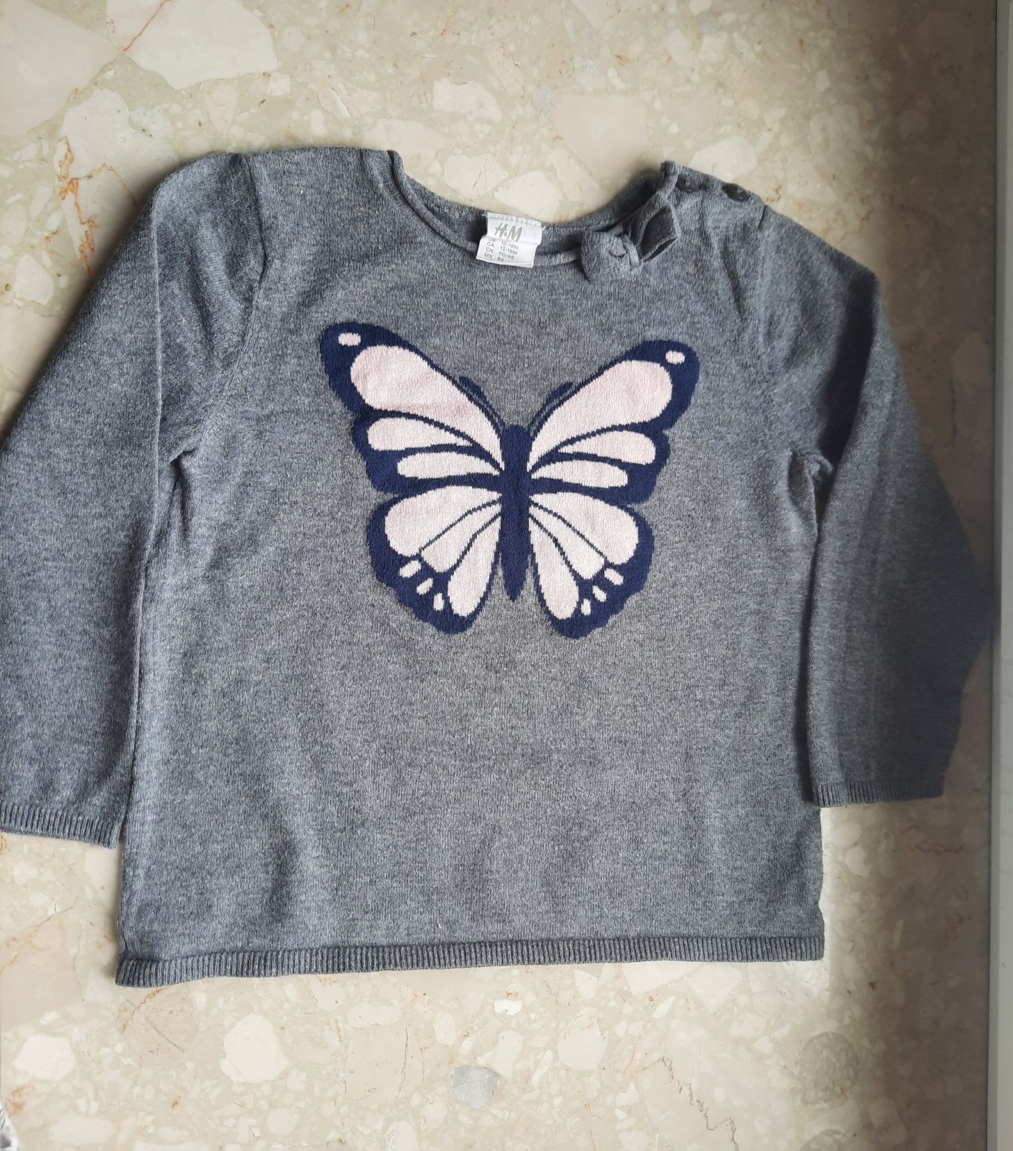 Sweterek z motylkiem dla dziewczynki H&M r. 86
