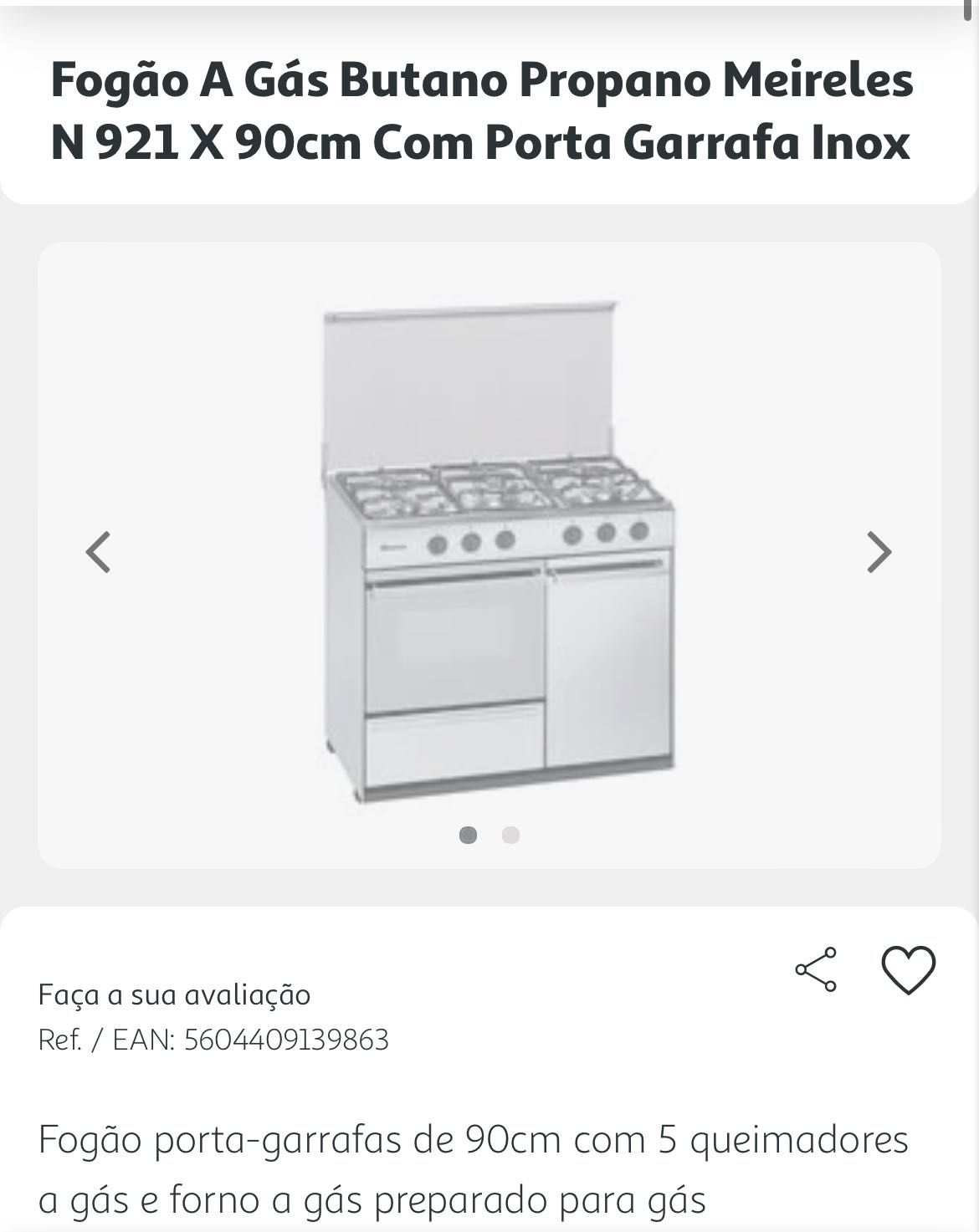 Fogão A Gás Butano Propano Meireles
N 921 X 90cm Com Porta