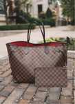 Torebka Louis Vuitton Neverfull GM Damier Ebene brązowa kratka skóra