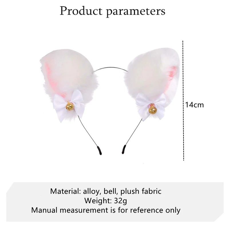 Opaska na włosy z futrzanymi uszami kota i z dzwoneczkami.