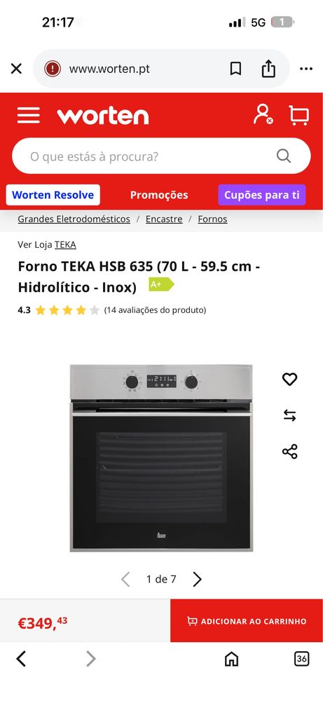 Forno TEKA HSB 635 (70 L - 59.5 cm - Hidrolítico - Inox)