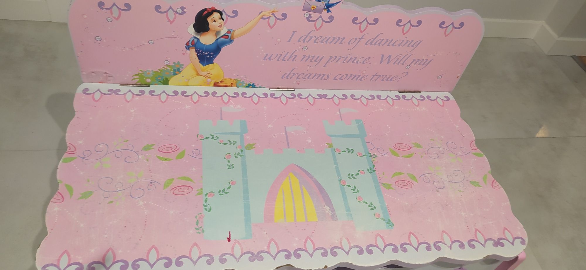 Skrzynia drewniana Disney Princess dla dziewczynki, duża, różowa